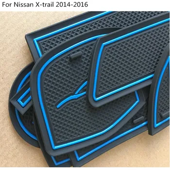 Auto Groove Vārtiem Spēļu Elkoņbalsti Uzglabāšanas Gumijas anti slip mat paklāji durvju pad kauss Nissan X-trail xtrail T32/Negodīgi 2016