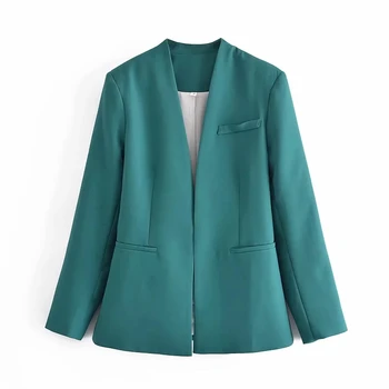 Za 2021. gada Pavasara rudens sievietes augstas kvalitātes OLA Biroja ikdienas mētelis Candy krāsas Uzvalku jaka ar garām Piedurknēm Virsdrēbju kabatā Žakete
