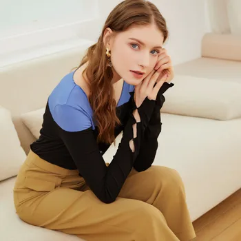 Ir 2021. pavasarī un rudenī jaunu modes jaciņa ar garām piedurknēm V-veida kakla slim fit džemperis sieviešu trikotāžas ražotāja 
