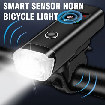 BORUiT USB Lādējamu Velosipēdu Gaismas Ūdensdrošs LED Bike Light Smart Indukcijas Velo Lukturis Ar Ragu Velo Lukturīti