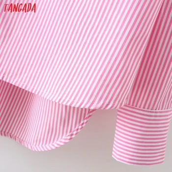 Tangada Sieviešu Vintage Pink Sstriped Drukāt Garš Krekls ar garām Piedurknēm Ir 2021. Elegants Sieviešu Ikdienas Brīvs Krekls, 5X52