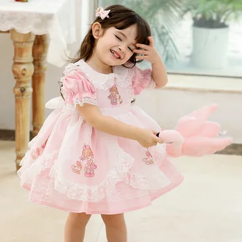 Spāņu Bērnu Kleita Meitene Lolita Princese Kleitas Bērnu Multfilmas Izšūšana Apģērbi Zīdaiņiem Dzimšanas Dienu Mežģīnes Bumbu Kleita Meitenēm Vestido