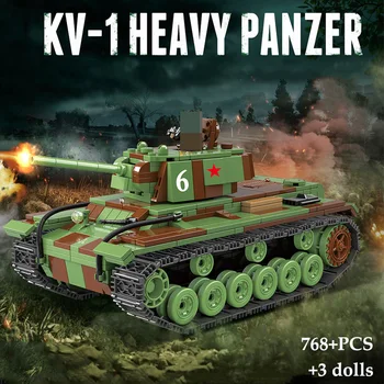 WW2 KV-1 UN KV-2 Smagais Tanks, Ķieģeļu Iestatīt Padomju Krievijas Militāro Panzer Tvertnes Celtniecības Bloki Armijas DIY Attēls Rotaļlietas, Dāvanas Bērniem