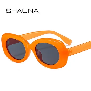 SHAUNA Retro Mazas Ovālas formas Saulesbrilles Sieviešu Modes Jelly Apelsīnu Zaļo Briļļu Toņos UV400 Vīriešiem Pelēka Rozā Slīpums Saules Brilles