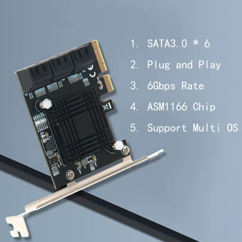 SATA PCIE Adapteri 6/10 Ostas PCIE SATA 3.0 Interfeiss Likmes Paaugstinājuma Pārveidotājs Darbvirsmas Cietvielu Cieto Disku Converter Box