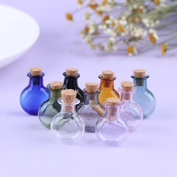 Jaunu Karstā！ 2gab 1:12 leļļu Namiņš Miniatūras Stikla Krāsu Pudeles Korķa Pudeles Tiny Jar, kas Vēlas Pudeli Modeli Namiņš Apdare